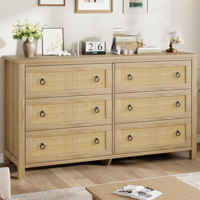 Boho Style Rattan Drawers Dresser