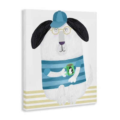Dog with Penguin Mug Canvas, design by Carla Daly