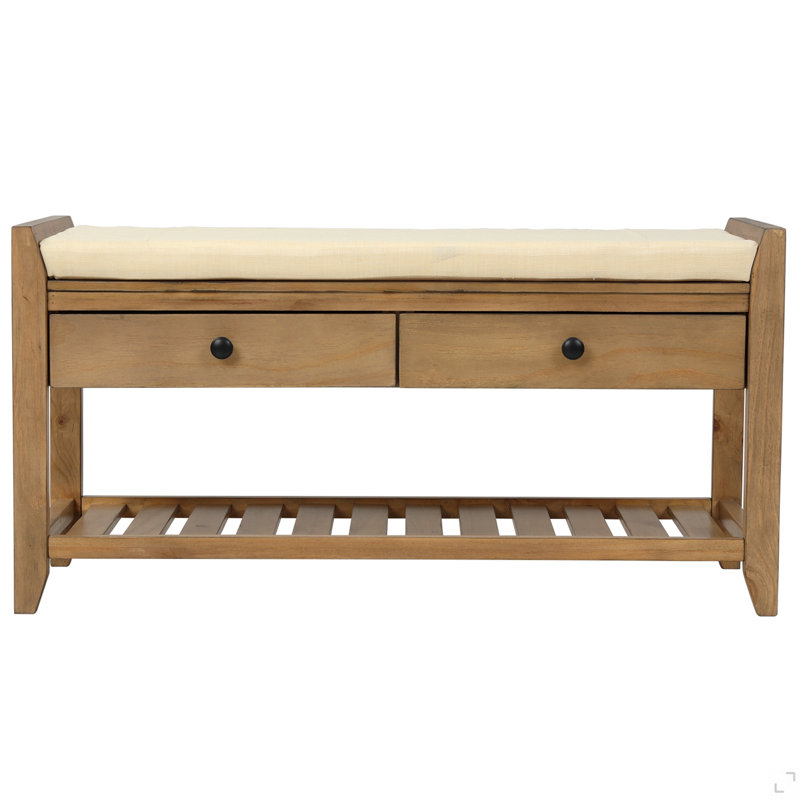 Range-chaussures avec siège rembourré et tiroirs, banc de rangement polyvalent pour hall d'entrée, Brown