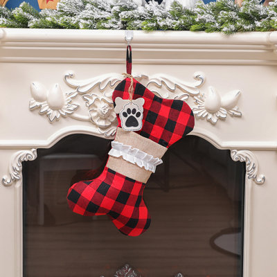 16.5'' Plaid Fabric Hanging Figurine Ornament