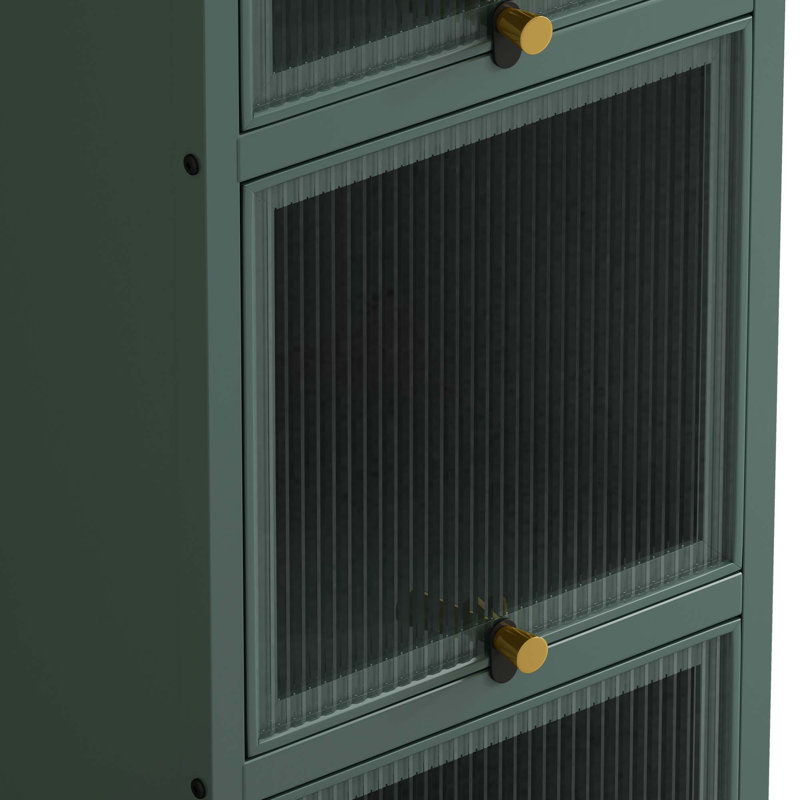 Armoire moderne avec porte en verre avec rangement, Vert foncé