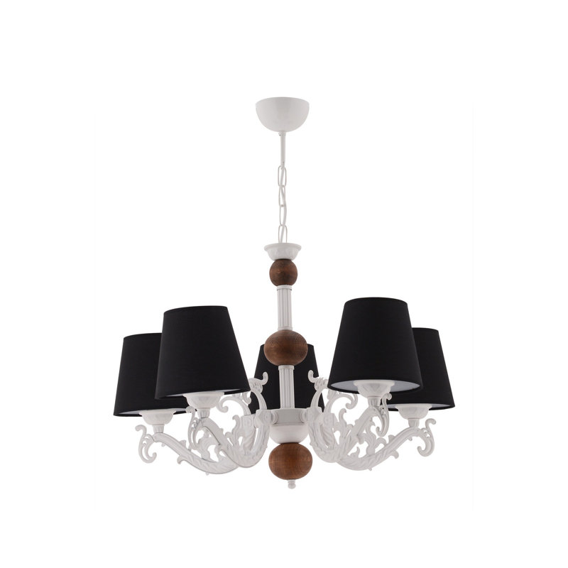 Lustre élégant en métal, finition noir et blanc et brun, 21,7 po x 15,7 po | 5 x douilles E27 (40 W maximum) | Luminaire élégant pour le salon, la salle à manger et le vestibule | Capuchon en PVC durable et conception certifiée IP20
