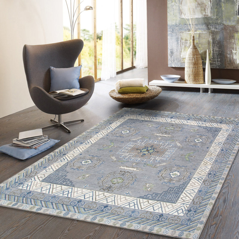 Khotan Hand-knotted Silver/ivory Wool Area Rug