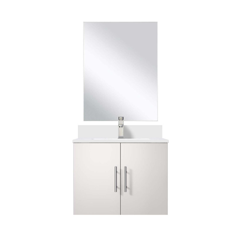 Ensemble de meuble-lavabo avec robinet et miroir DEL, Blanc lustré, 24"