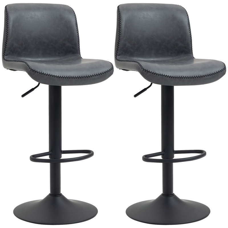 Joneer Upholstered Adjustable Height Counter Stool with Metal Frame, Black