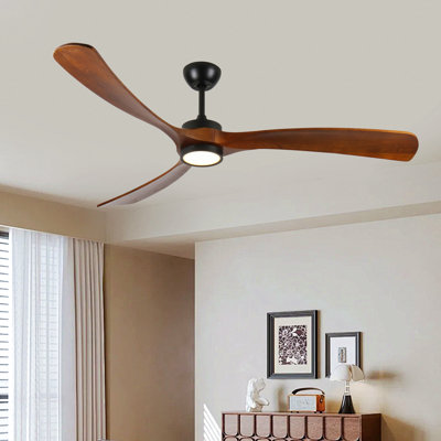 Ventilateur de plafond en bois 72 po avec lumière, ventilateur de plafond à profil bas avec télécommande, moteur à courant continu réversible silencieux avec minuterie