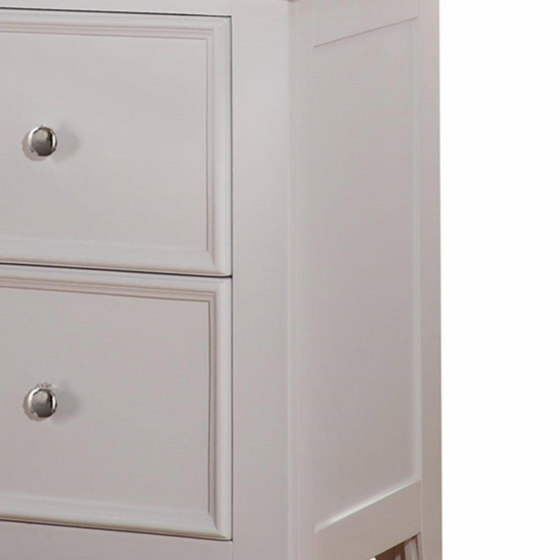 Table de chevet en bois de pin avec 2 tiroirs, blanc