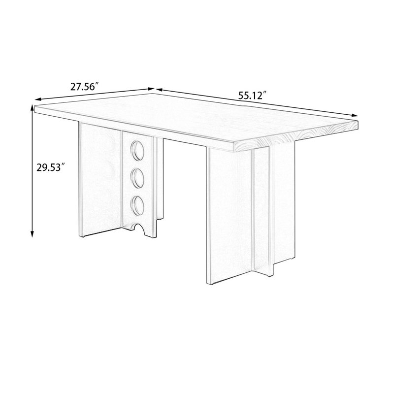 Bureaux rectangulaires noirs en bois massif, H 29,53 po x l 55,12 po x P 27,56 po