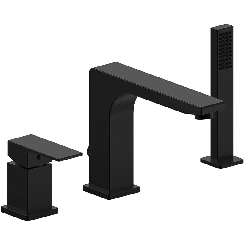 1 Handle Deck Roman Tub Faucet with Diverter, Yes, Matte Black