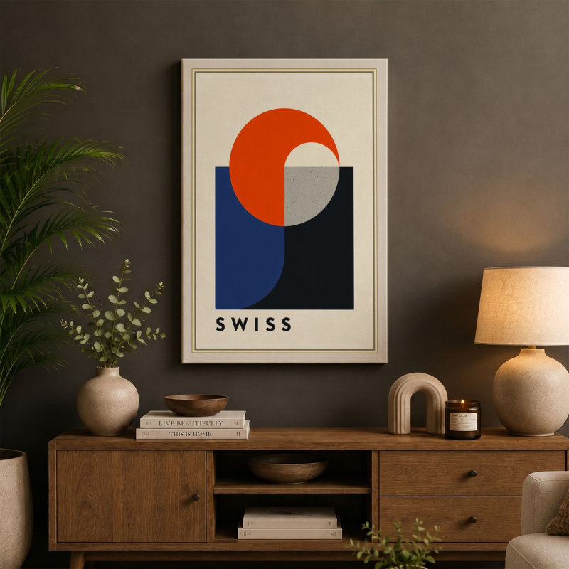 Forms: Swiss Geometric - Wrapped Canvas, 24x16 - 61.0 x 40.6 cm, Sage Border