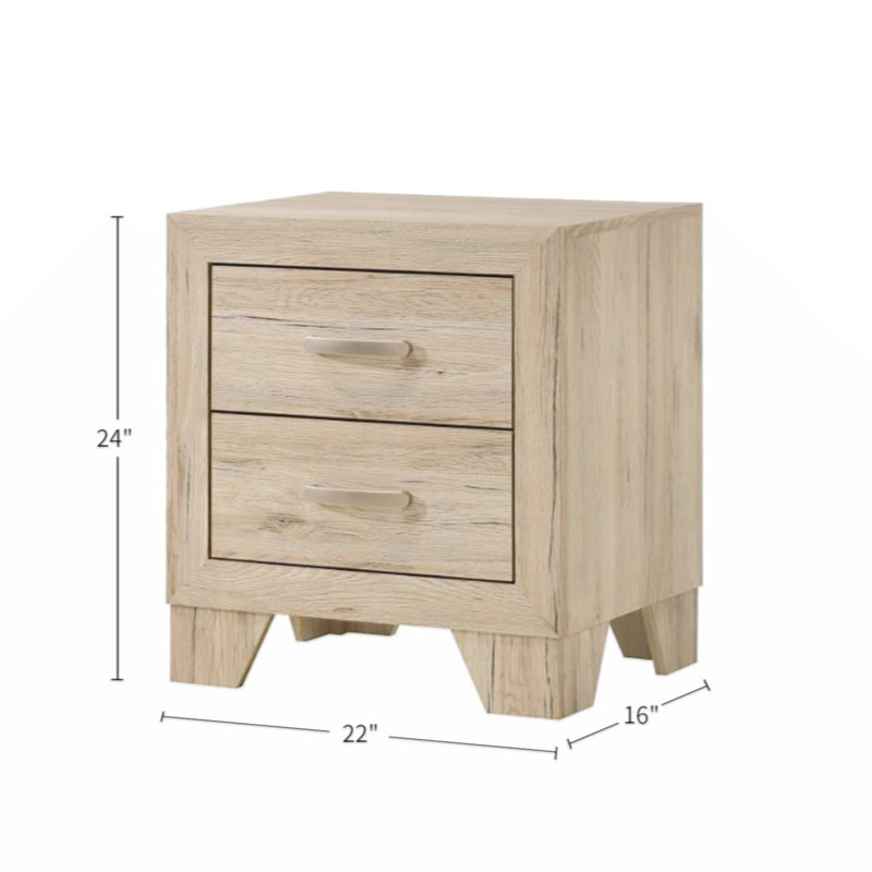 Table de chevet 2 tiroirs PB, Naturel