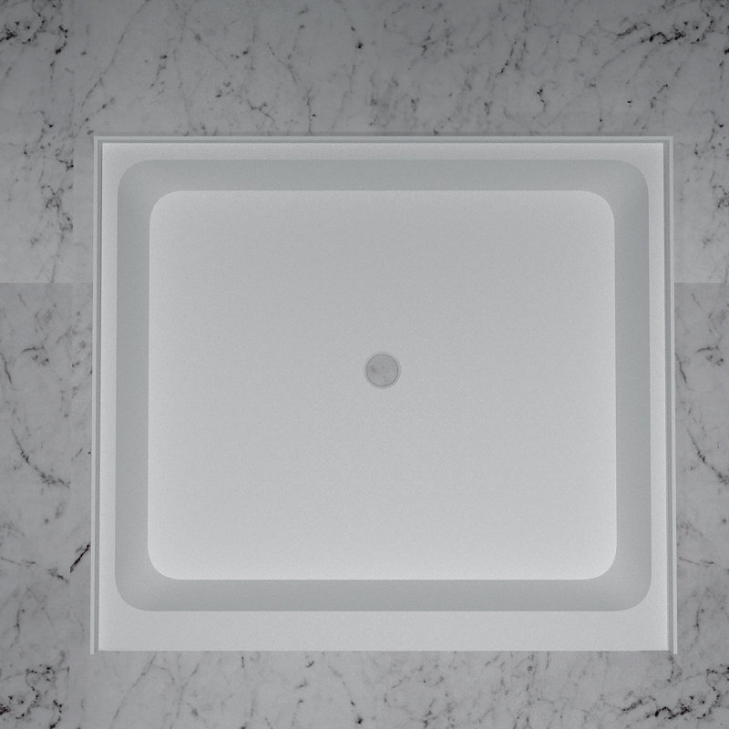  48 x 48 - Drain central - Seuil simple - Base de douche en acrylique