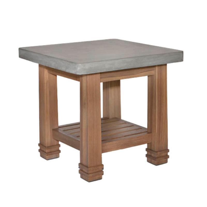 Stockton - Teak Outdoor Side Table w/ Polished Concrete Top