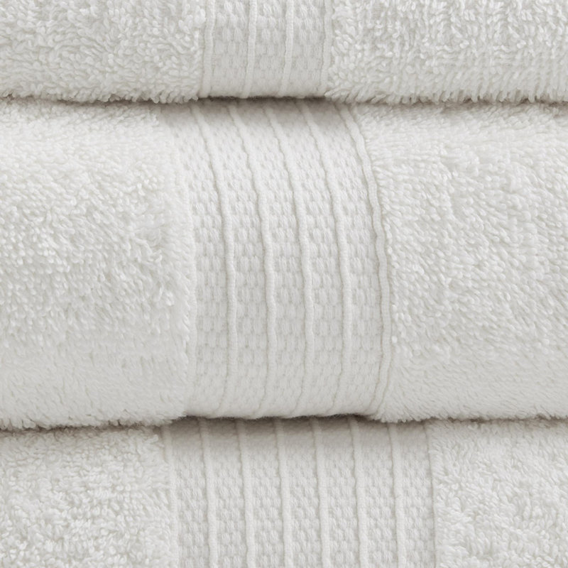 Serviettes de toilette antibactériennes et anti-acariens 100% coton (ensemble de 6), Blanc
