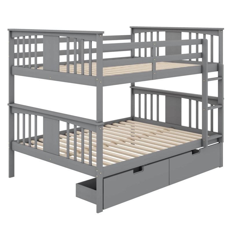 Lit superposé double au-dessus de double avec tiroirs et échelle pour les meubles de chambre à coucher, de chambre d'amis