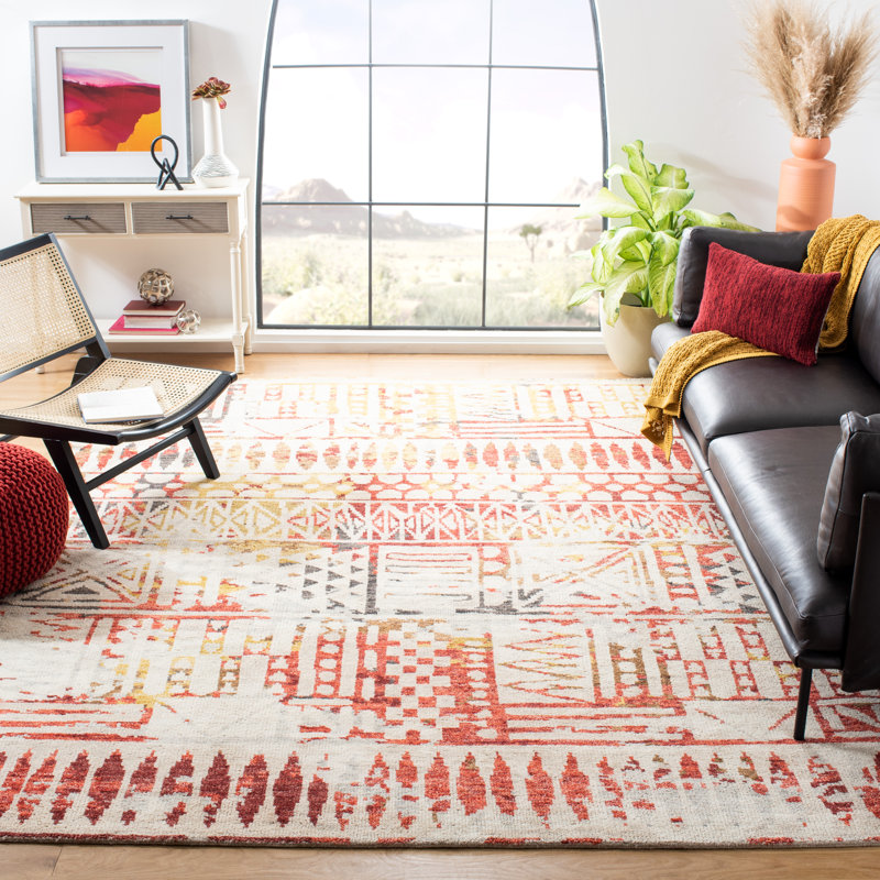 Samarkand 182 Area Rug In Red / Ivory, Rectangle 6' x 9'