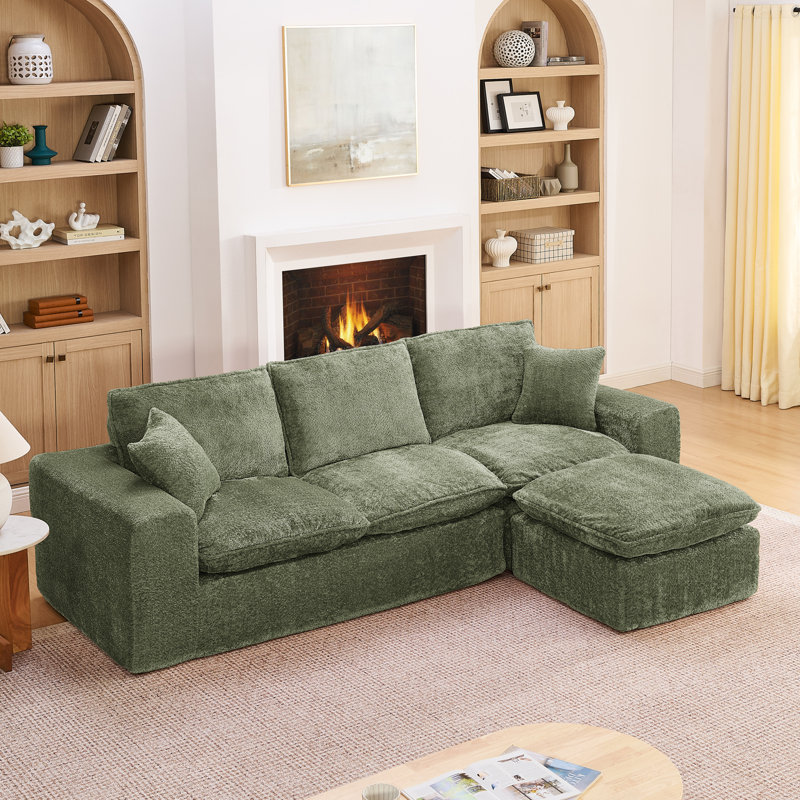 Canapé modulaire moderne de 107 pouces avec méridienne réversible Boucle avec confort réversible, assise profonde, flexibilité modulaire et conception sans assemblage.
