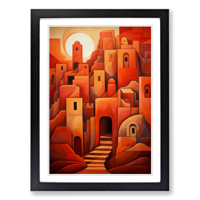 Desert Cubism No.2 - Single Picture Frame Print on Wood