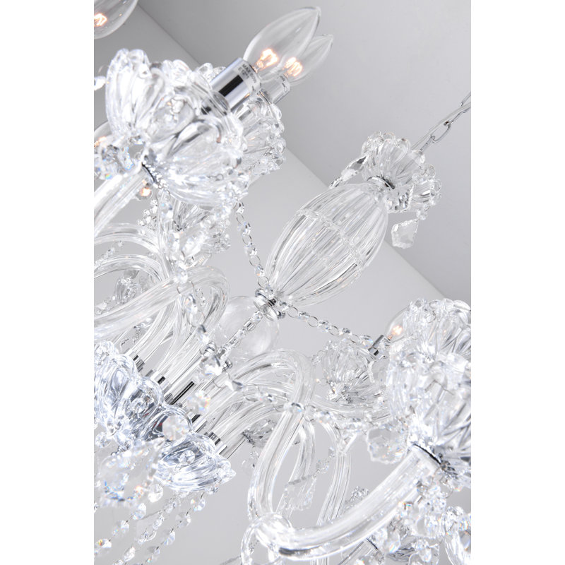 Lustre traditionnel / classique 12 lumières à intensité variable avec détails en cristal