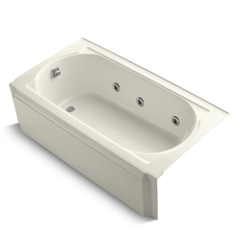 Memoirs Alcove 60" x 33.75" Whirpool Bathtub, Biscuit