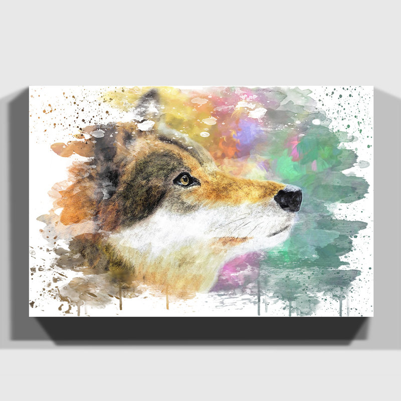 Abstract Wolf Art - Wall Art, 50cm H x 76cm W, Wrapped Canvas