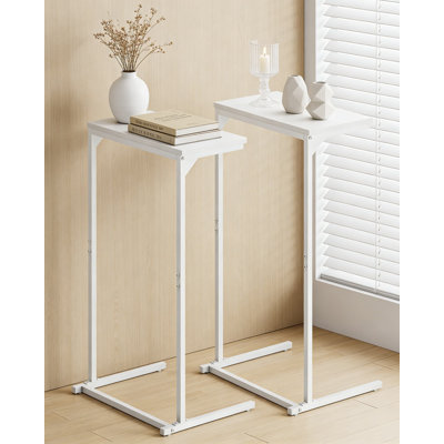 C-Shaped End Table Set Of 2, Tall Over Arm Sofa Table For Living Room And Bedroom, Space-Saving Side Table With Adjustable Feet