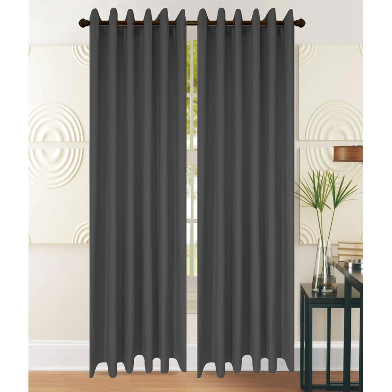 Blackout Curtain Panel Pair, Dark Grey, 66cm Drop x 72cm Drop