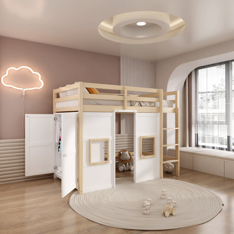 Lit mezzanine simple pour enfant Iliany, Blanc