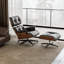 Méridienne Mid-Century en cuir véritable avec repose-pieds, structure en bois massif, pieds en aluminium robuste, mousse à mémoire de forme-133037485