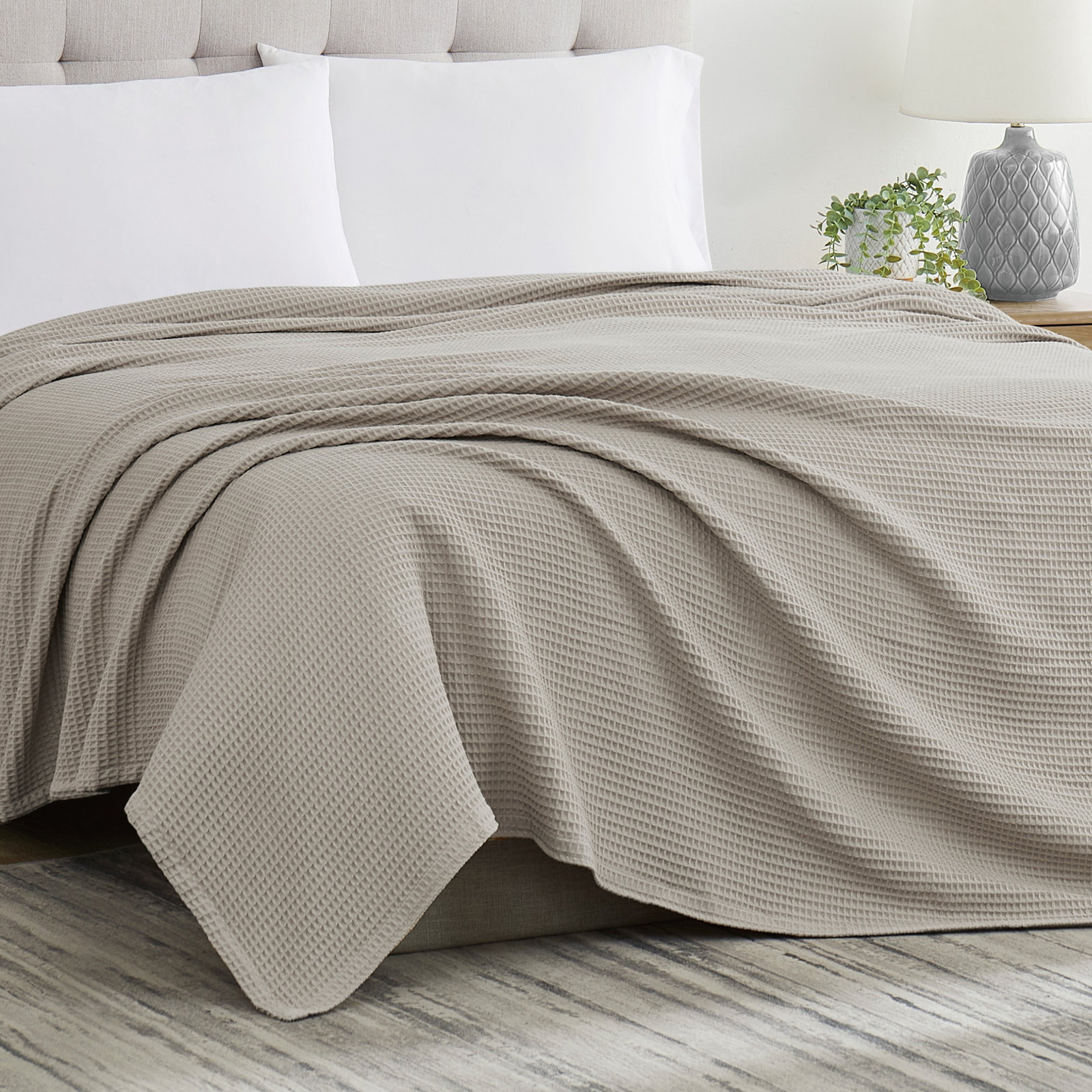 Cotton Throw Blanket, Khaki, Throw