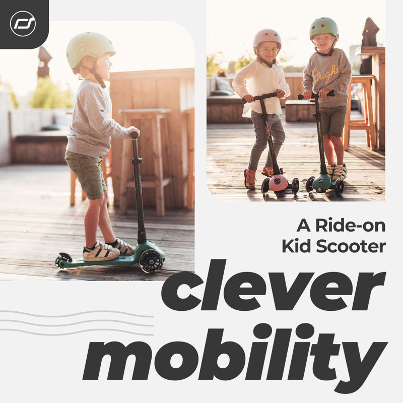 Scoot & Ride Stand-up Push Scooter for Children Ages 3-6, Highwaykick 3, Forest, Green