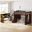 Lit mezzanine simple avec bureau mobile, tablette de rangement et escalier - Lit superposé en bois pour enfants, espresso-494427495-494427514