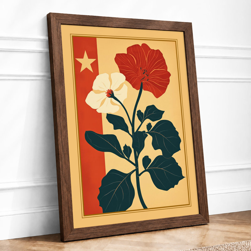 Gilded Bloom Botanical - Framed Print, A3 - 42.0 x 29.7 cm, Walnut
