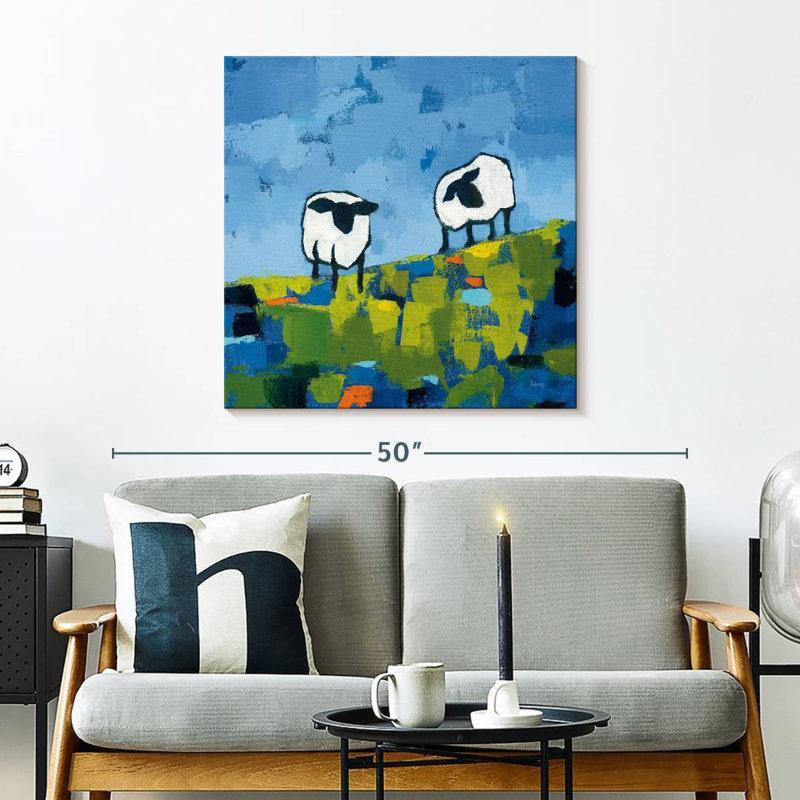 Deux moutons, H 30 po x l 30 po