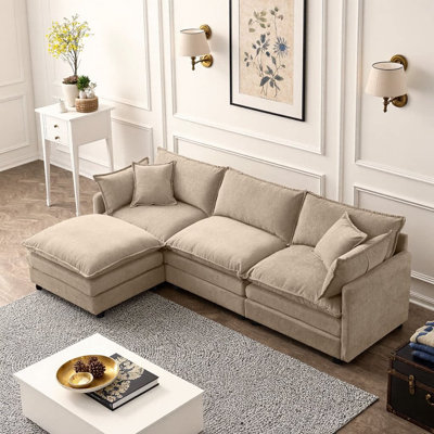 Canapé modulaire en L avec repose-pieds Veloria