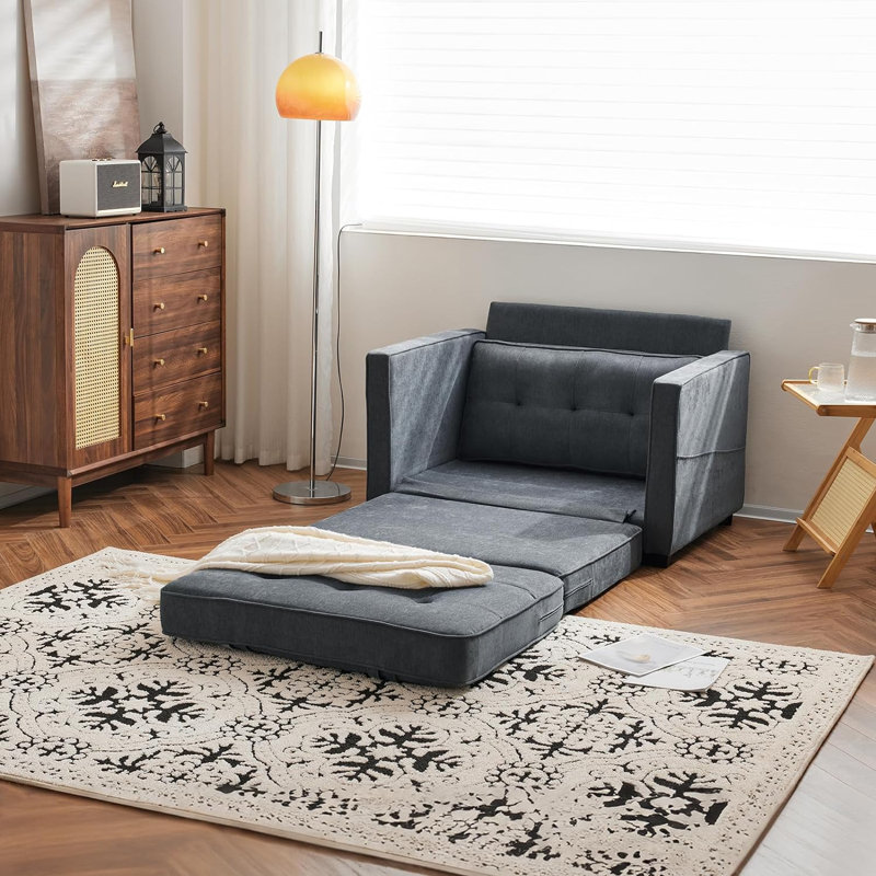 Ruthi Upholstered Accent Chair, Light Gray Chenille