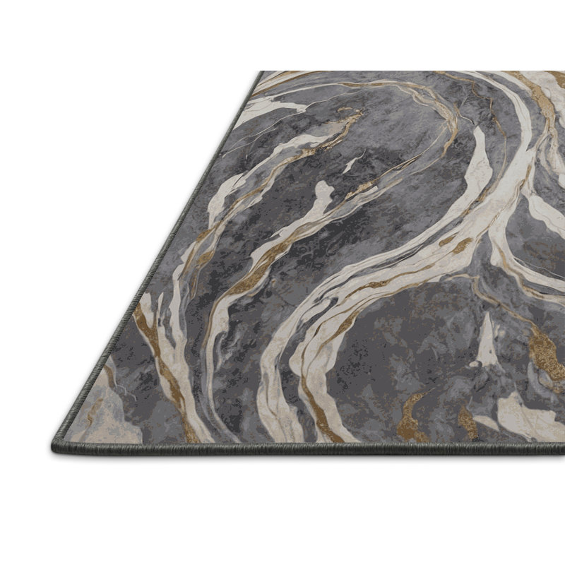 Tapis gris soyeux et moelleux, Rectangle 7 pi x 10 pi