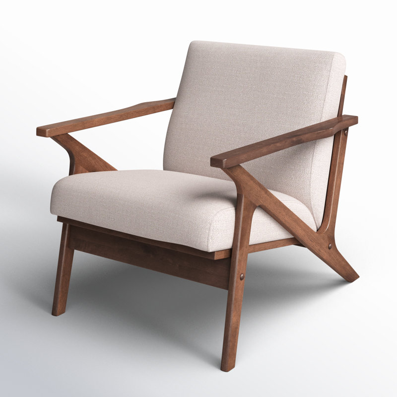 Zola Upholstered Accent Armchair, Walnut, Beige Polyester