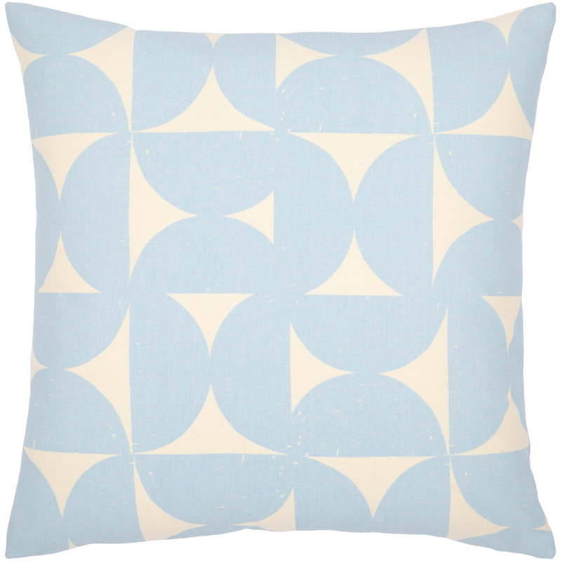 Housse de coussin Saritha Natur, 18 po x 18 po, Bleu clair / beige