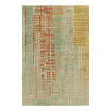 Rug & Kilim’S Abstract Rug With Polychromatic Striae And Geometric Patterns