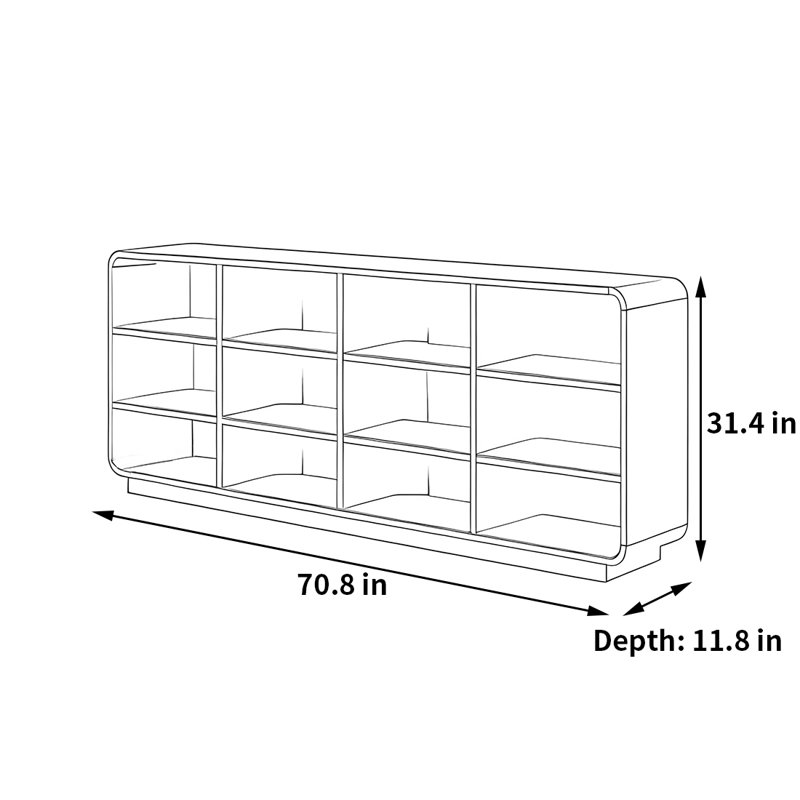 Bibliothèque classique et élégante, (3 tablettes) H 31,4 po x l 70,8 po x P 11,8 po