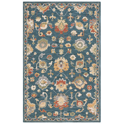 Metro Hand Tufted Wool Cotton Oriental Rug in Dark Gray/Red