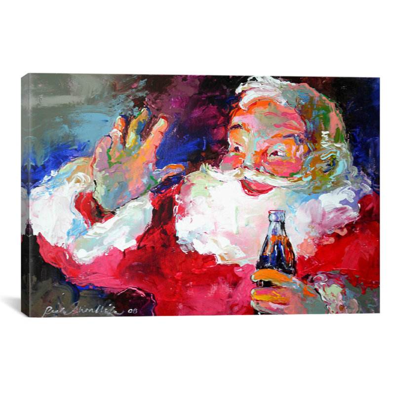Impression-père noël, H 40 po x l 60 po x P 1,5 po, Pas de tapis, Toile tendue