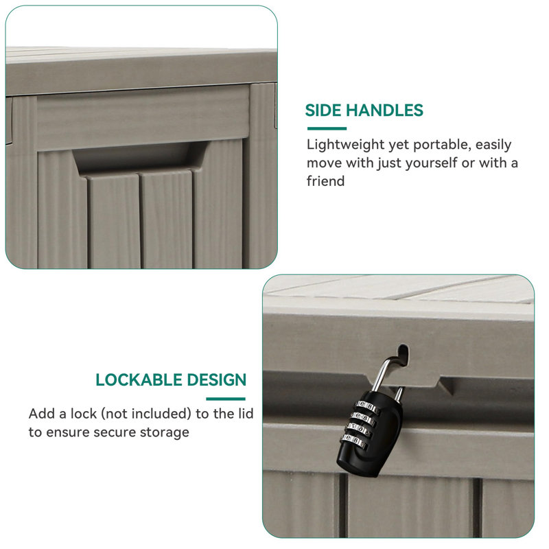 Decksplore 75 Gallon Water-resistant Lockable Deck Box With Rollers For Easy Mobility., Brown