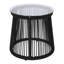 Table d'appoint tissée en corde noire avec surface en verre robuste - tissage extérieur P 15,64 po et surface trempée, fabrication en fer 15,5 po x 15,5 po x 16,5 po
