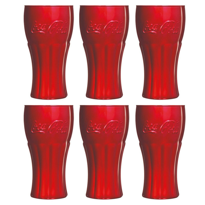 370ml Drinking Glass Set, 6, Red