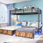 Triple Bunk Bed For , Metal Detachable, Separates Into 3 Twin Beds, Noise - , Black Can Be Split Solid Build, Finish