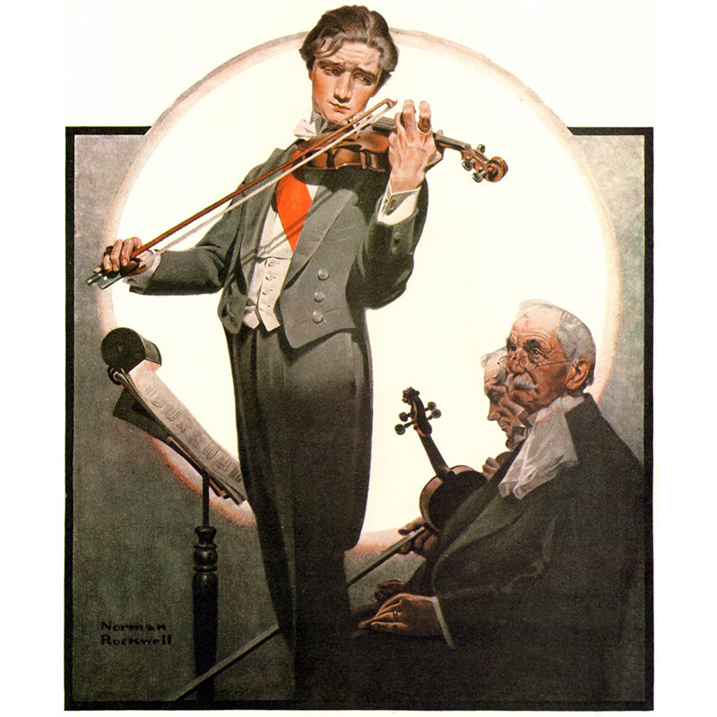 «The virtuoso» par Norman Rockwell, toile tendue avec châssis, H 40 po x l 28 po
