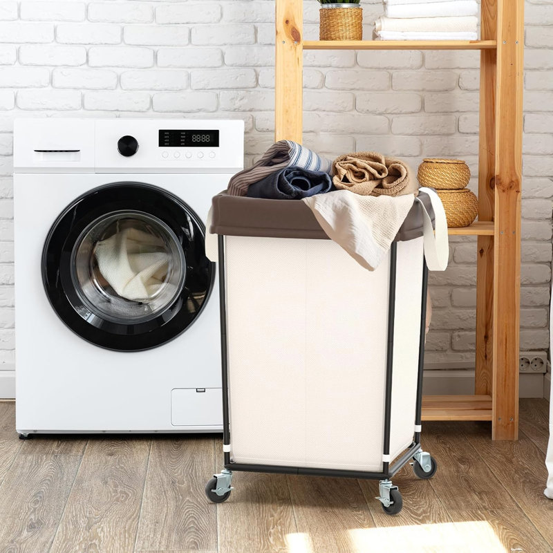 Panier à linge double 160L avec roues - Grand chariot à linge à 2 sections