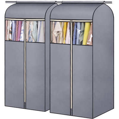 54'' Hanging Garment Bags，2 Packs, Grey(Hanging Rod Not Included)